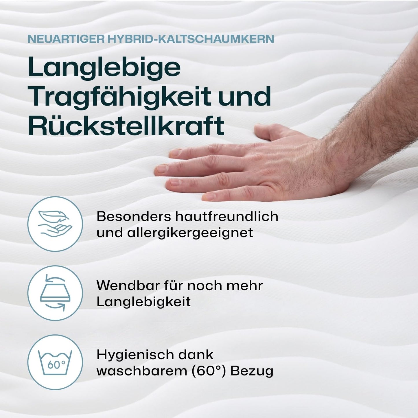 RAVENSBERGER Kinder- und Jugendmatratze Softwelle - Härtegrad H1/H2, weich - 90 x 200 cm, Höhe 16 cm - 7-Zonen Kaltschaummatratze mit RAVOTEX Funktionsbezug, allergikerfreundlich