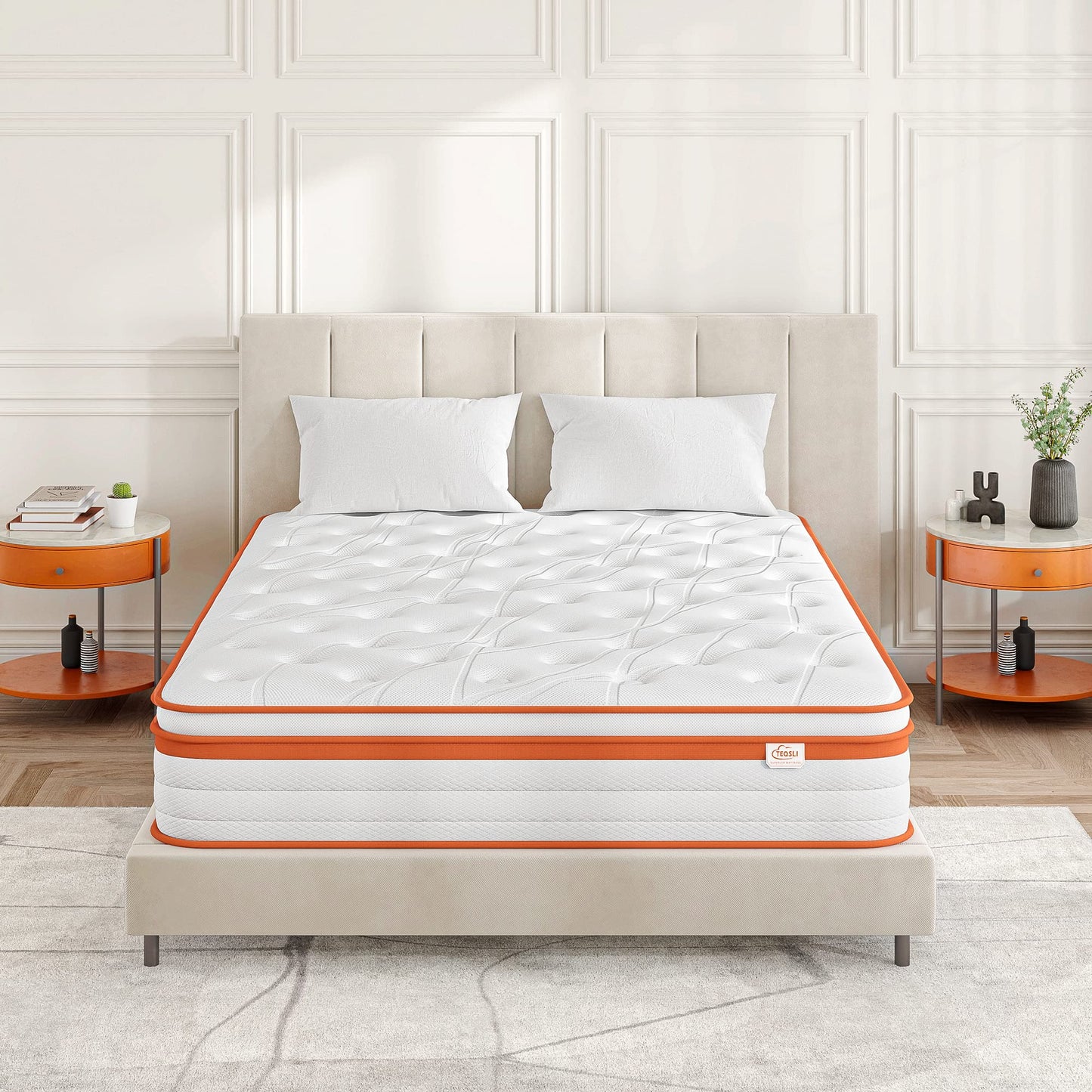 TeQsli Gel Federkernmatratze 140x200 cm 25cm Höhe, Gel Memory Schaum & Individuelle Taschenfedern, ergonomische 7-Zonen Matratze zur Linderung von Druck- & Rückenschmerzen, H3 H4, Öko-Tex & CertiPUR