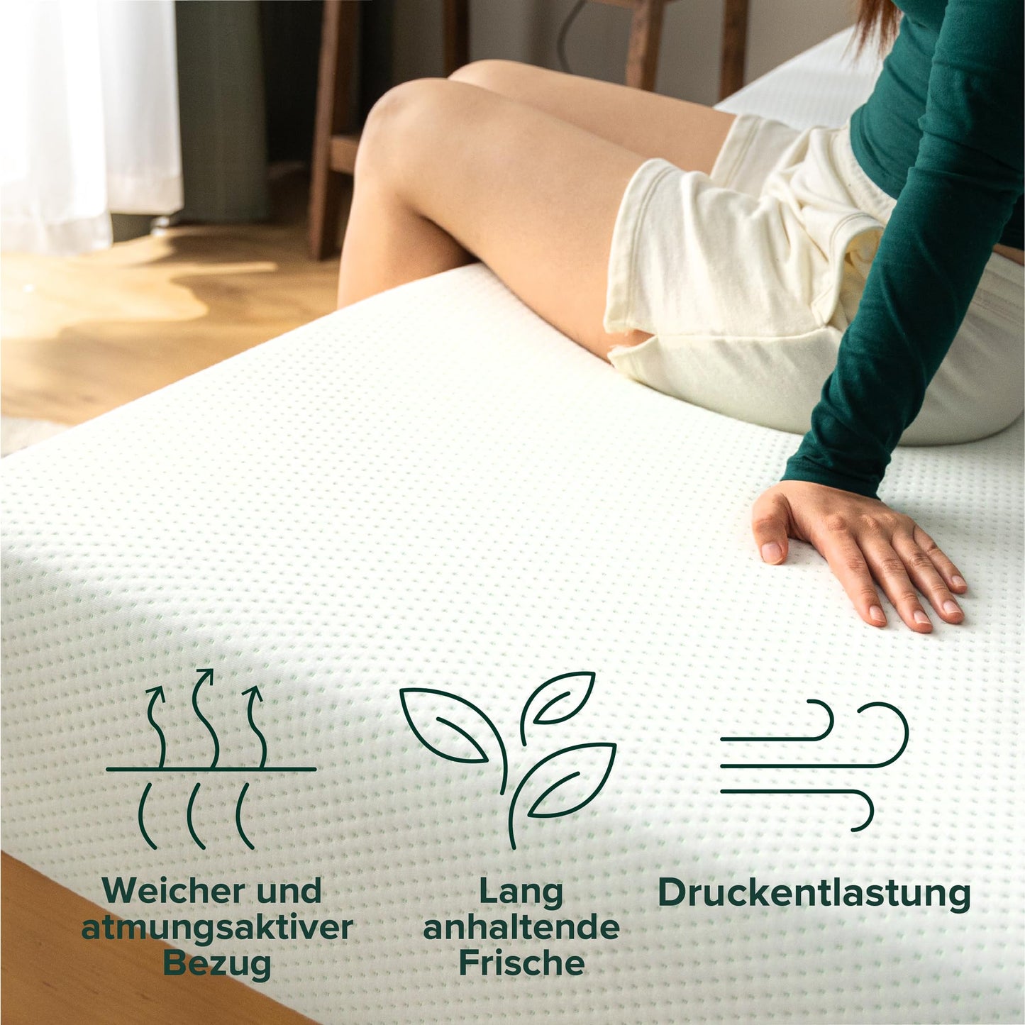 Zinus kühlende Gel Matratze 90 x 200 cm - 15cm hoch - 4 Zonen Kaltschaummatratze-Härtegrad H3 - Rollmatratze - Memory-Schaum für ergonomischen Schlaf - Oeko-TEX Zertifiziert - Designed in Deutschland