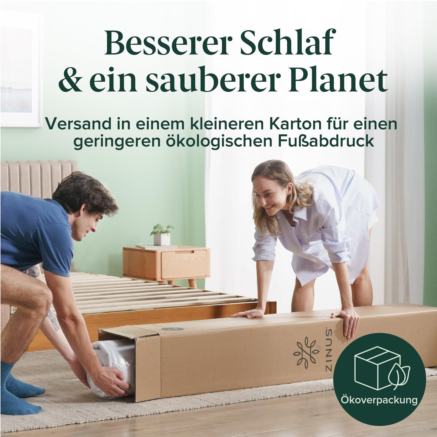 Zinus kühlende Gel Matratze 90 x 200 cm - 15cm hoch - 4 Zonen Kaltschaummatratze-Härtegrad H3 - Rollmatratze - Memory-Schaum für ergonomischen Schlaf - Oeko-TEX Zertifiziert - Designed in Deutschland