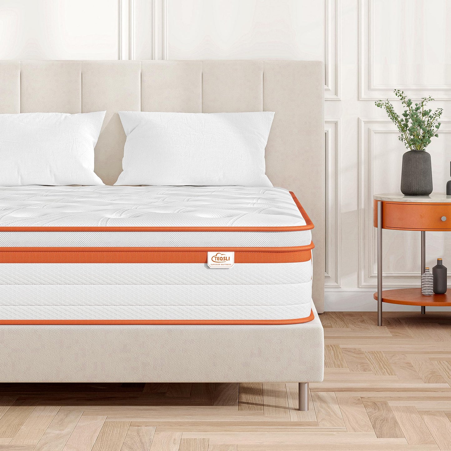 TeQsli Gel Federkernmatratze 140x200 cm 25cm Höhe, Gel Memory Schaum & Individuelle Taschenfedern, ergonomische 7-Zonen Matratze zur Linderung von Druck- & Rückenschmerzen, H3 H4, Öko-Tex & CertiPUR