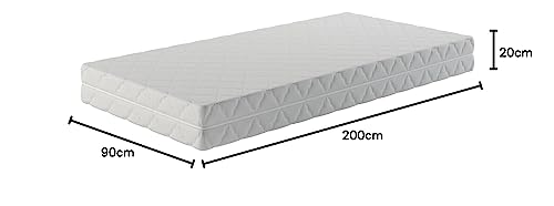 MSS e.K. Medic Taschenfederkernmatratze 90x200 x 20 cm (Kernhöhe 19 cm), 7-Zonen Federkernmatratze mit Komfortschaum und Microfaser-Bezug, Matratze für Kinder und Erwachsene, Härtegrad H3