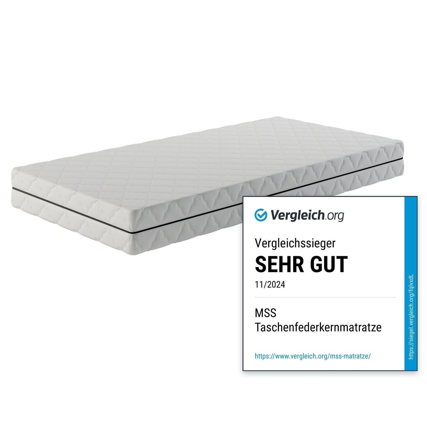 MSS e.K. Medic Taschenfederkernmatratze 90x200 x 20 cm (Kernhöhe 19 cm), 7-Zonen Federkernmatratze mit Komfortschaum und Microfaser-Bezug, Matratze für Kinder und Erwachsene, Härtegrad H3