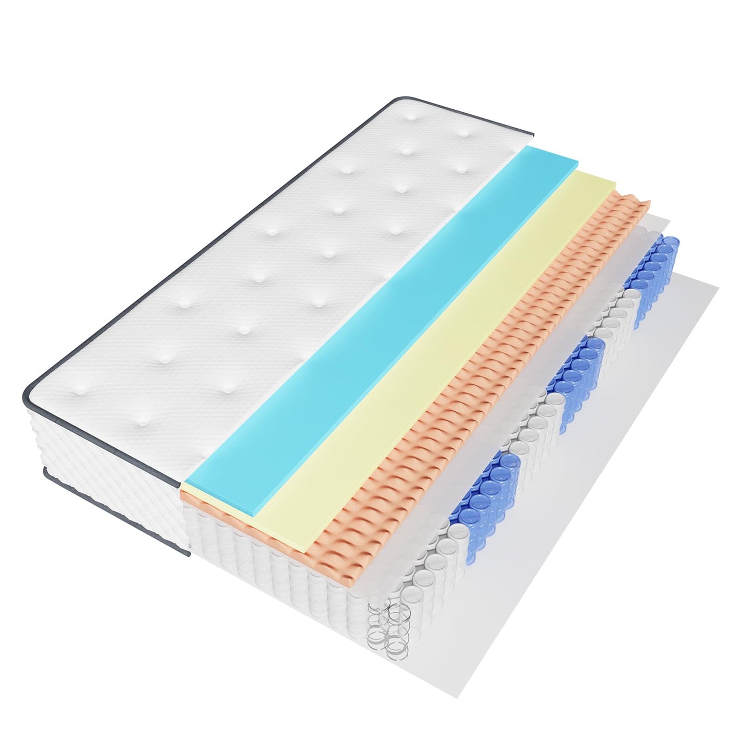 Sleremind Matratze 140x200 cm, Taschenfederkernmatratze Härtegrad H3 mittelfest, 7 Zonen Matratzen mit hochwertigem Komfortschaum, Rückenentlastende, Rollmatratze Höhe 22cm