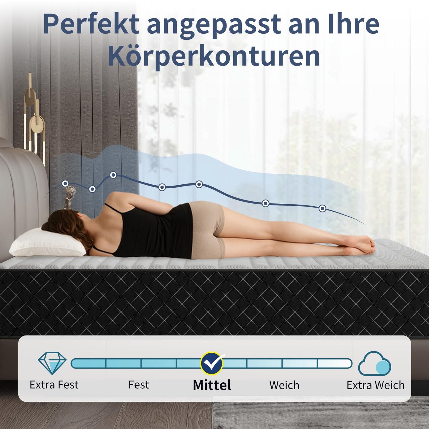 MOLPHIT Matratze 140x200cm, Höhe 25cm mit Oeko-TEX Zertifiziert, Härtegrad H3/H4, Innerspring Hybrid Memory Foam Matratze in Einer Box für ultimative Unterstützung und Druckentlastung, 140x200x25cm