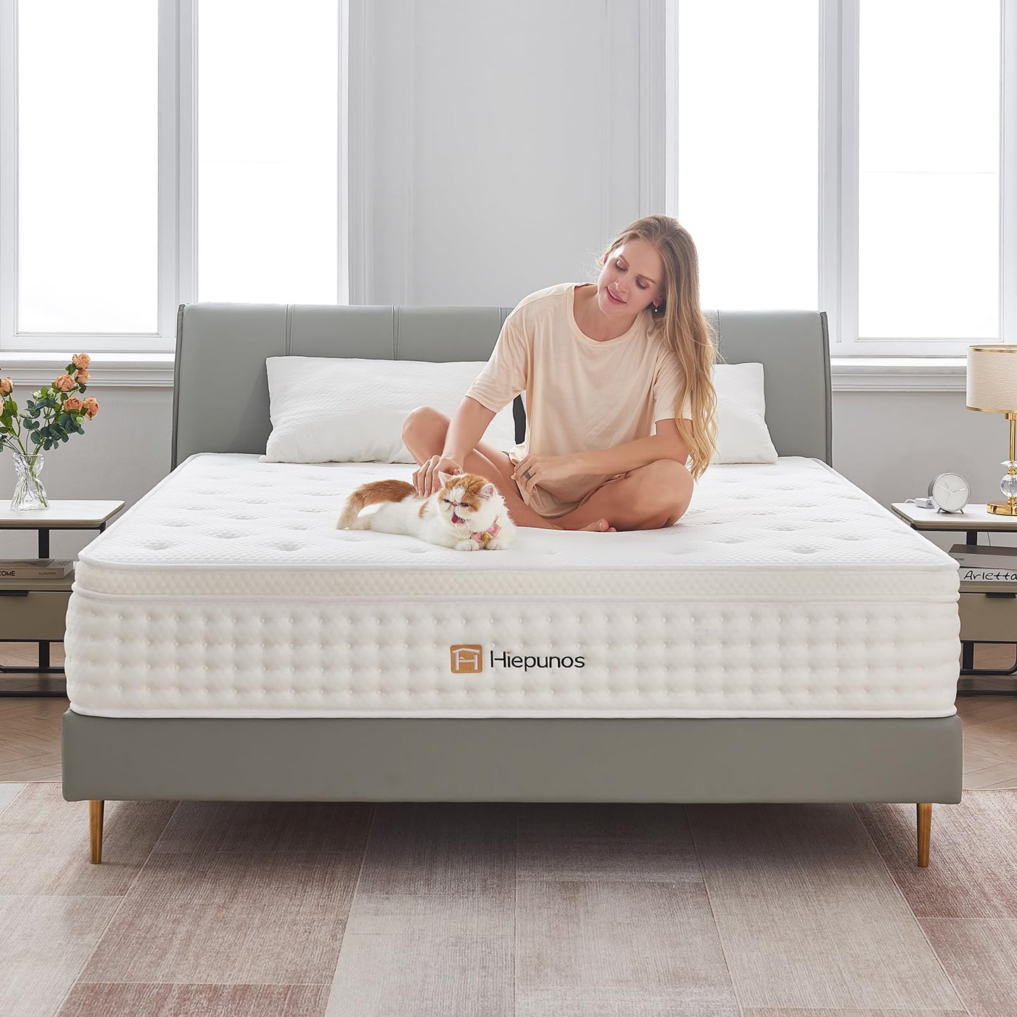 Hiepunos Matratze 140x200 cm 26cm Höhe 7-Zonen Federkernmatratze Orthopädische Taschenfederkernmatratze mit Comfort Memory-Schaum Schicht, Härtegrad H3, Rückenentlastende, 100 Nächte Probeschlafen