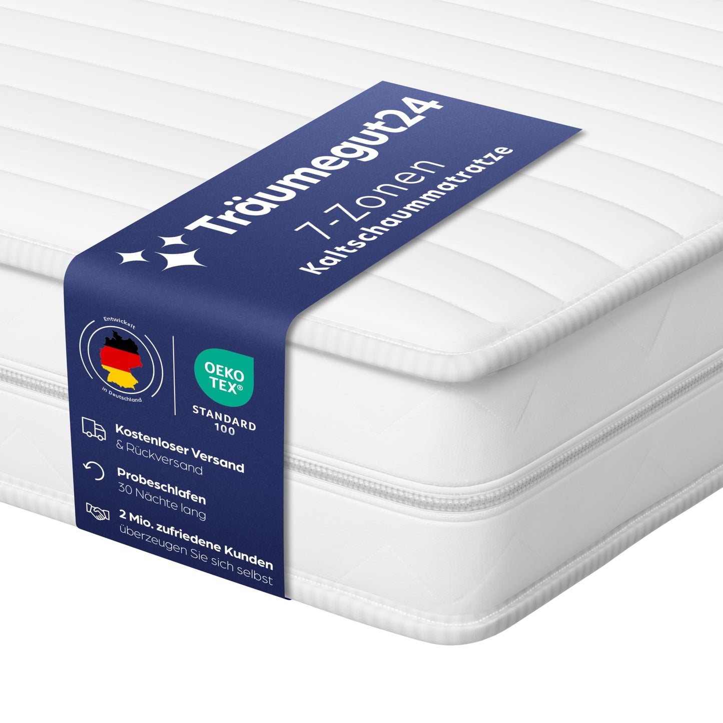 Träumegut24 AquaFlex 7-Zonen Matratze 140x200 cm | H2&H3 | Ergonomische Kaltschaummatratze | Hypoallergen & Antibakteriell | Bezug abnehmbar & waschbar | Oeko-TEX® | (19cm, 140 x 200 cm)