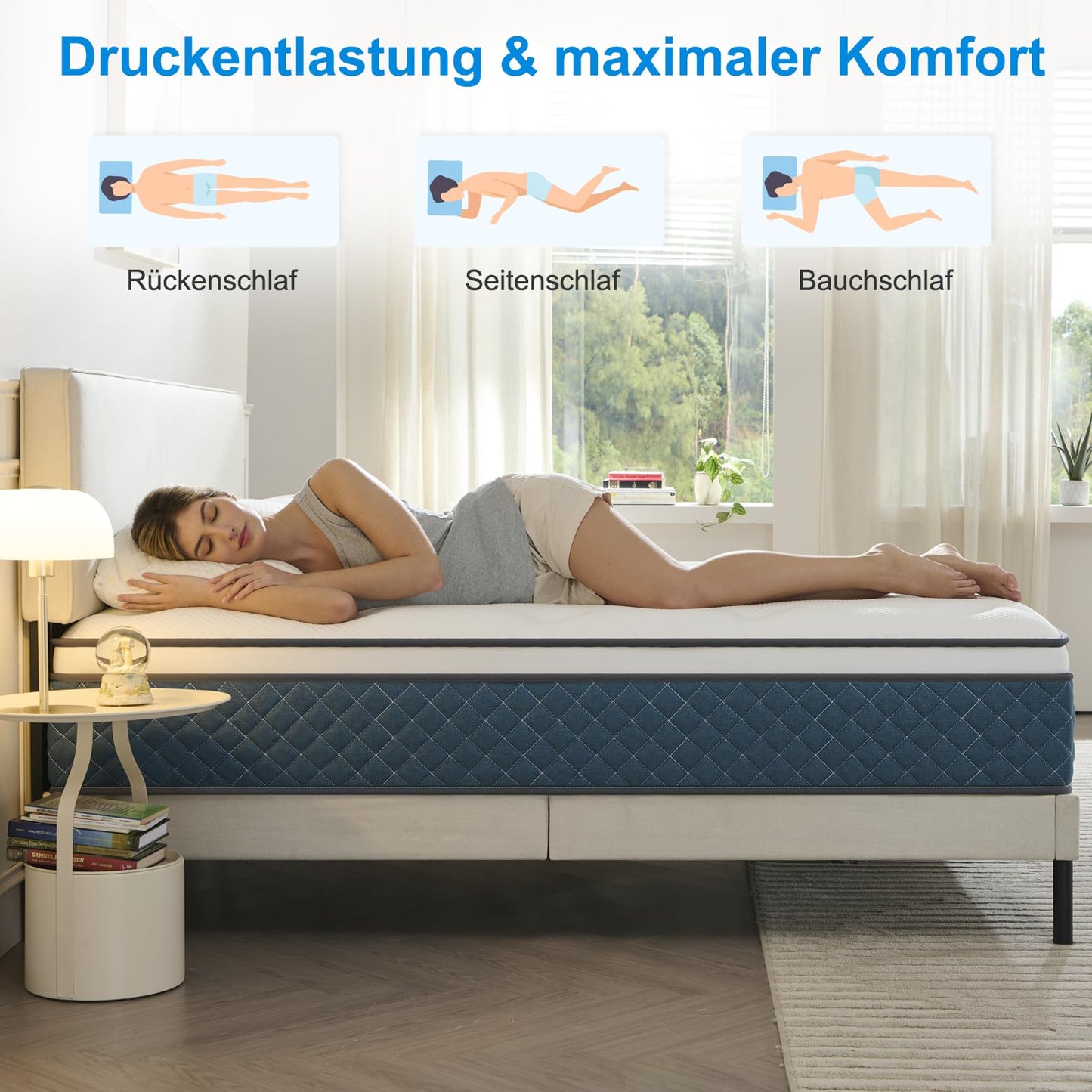Hiimgo Matratze, Taschenfederkernmatratze 140x200 cm – 7-Zonen Härtegrad H3, Optimaler Komfort und Rückenstütze, Federkernmatratze für Ergonomische Rückenentlastung (140x200x20 cm)