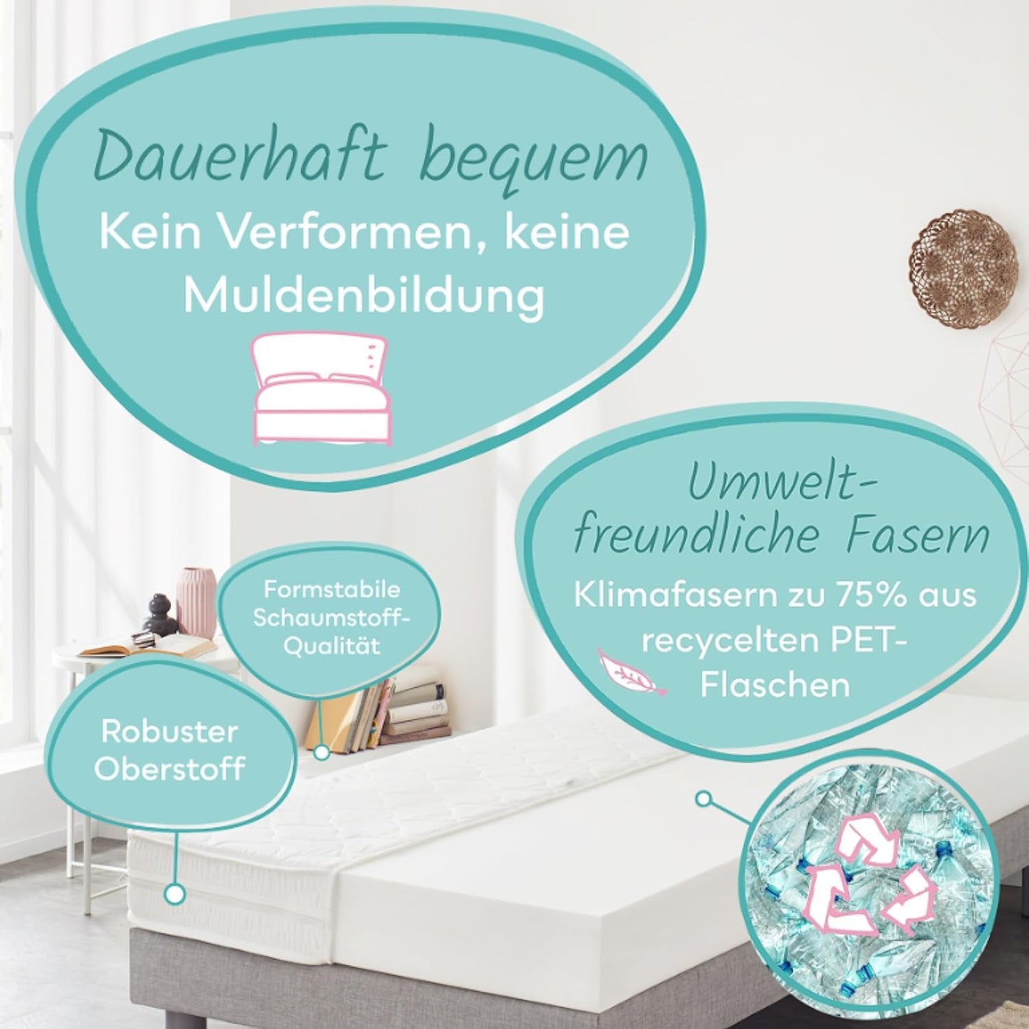 Sun Garden Kindermatratze 120x200 cm H3, Oeko Tex 100 Zertifiziert, Matratze für Kinderbett, Bezug waschbar, Optimale Matratze für Kinder, Bezug mit Klimafaser-Versteppung, Modell P1440 ComfortPur