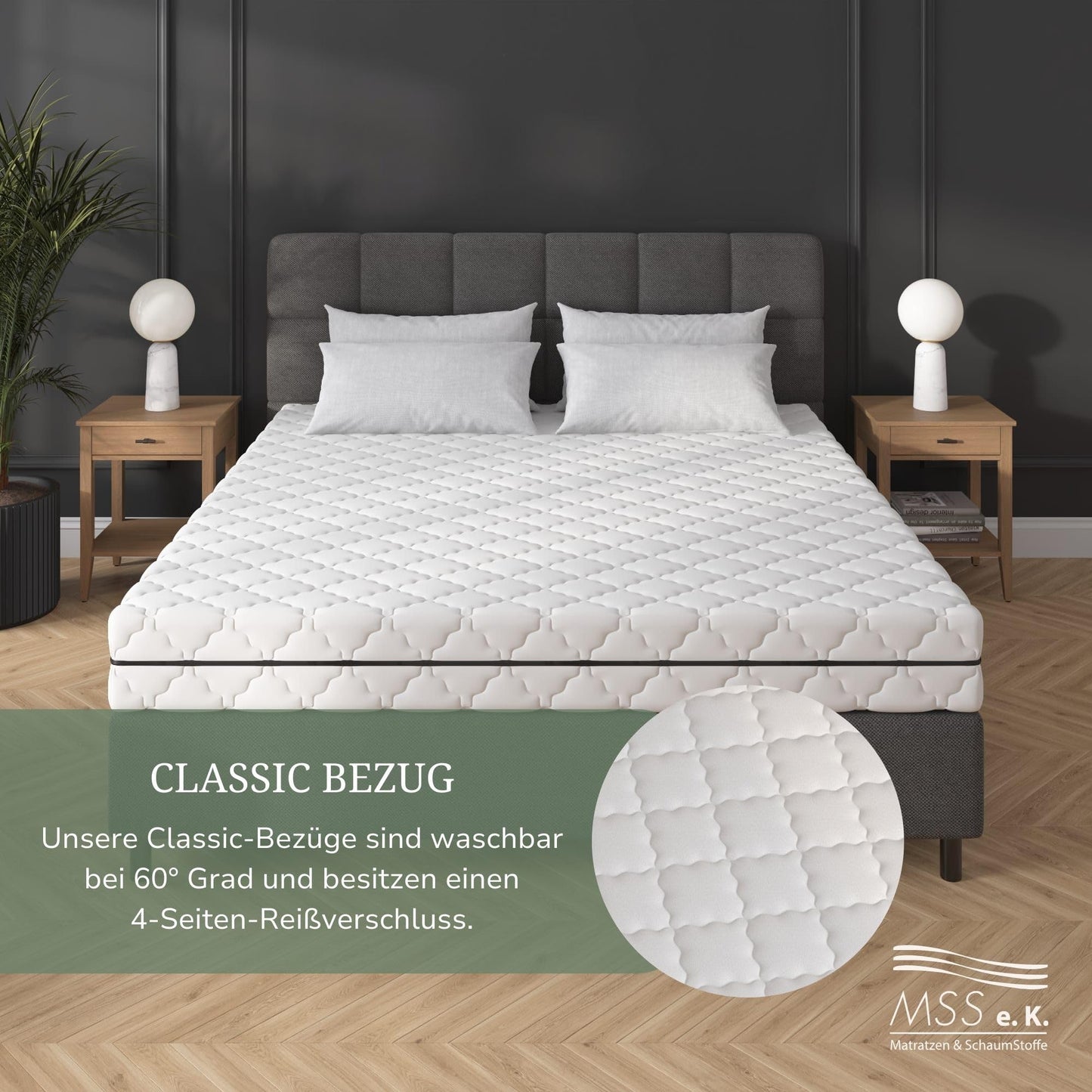 MSS e.K. Medic Taschenfederkernmatratze 90x200 x 20 cm (Kernhöhe 19 cm), 7-Zonen Federkernmatratze mit Komfortschaum und Microfaser-Bezug, Matratze für Kinder und Erwachsene, Härtegrad H3