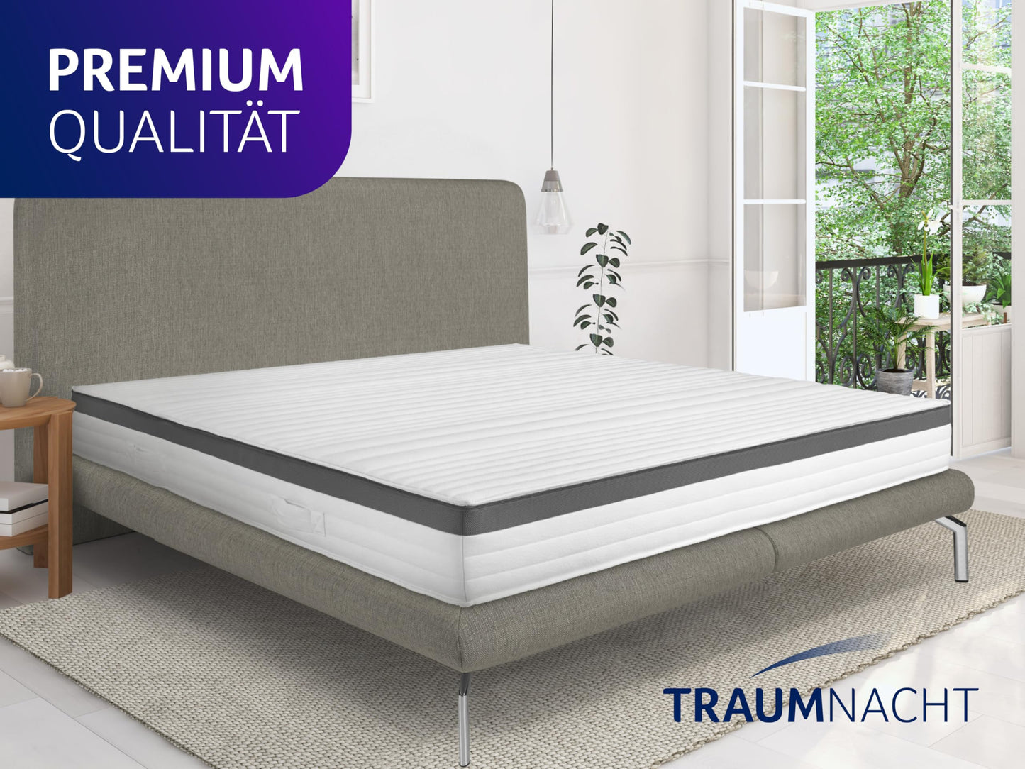 Traumnacht Premium 7-Zonen 500er Tonnentaschenfederkernmatratze, Härtegrad 4 (H4), 100 x 200 cm, Öko-Tex Zertifiziert, produziert nach deutschem Qualitätsstandard