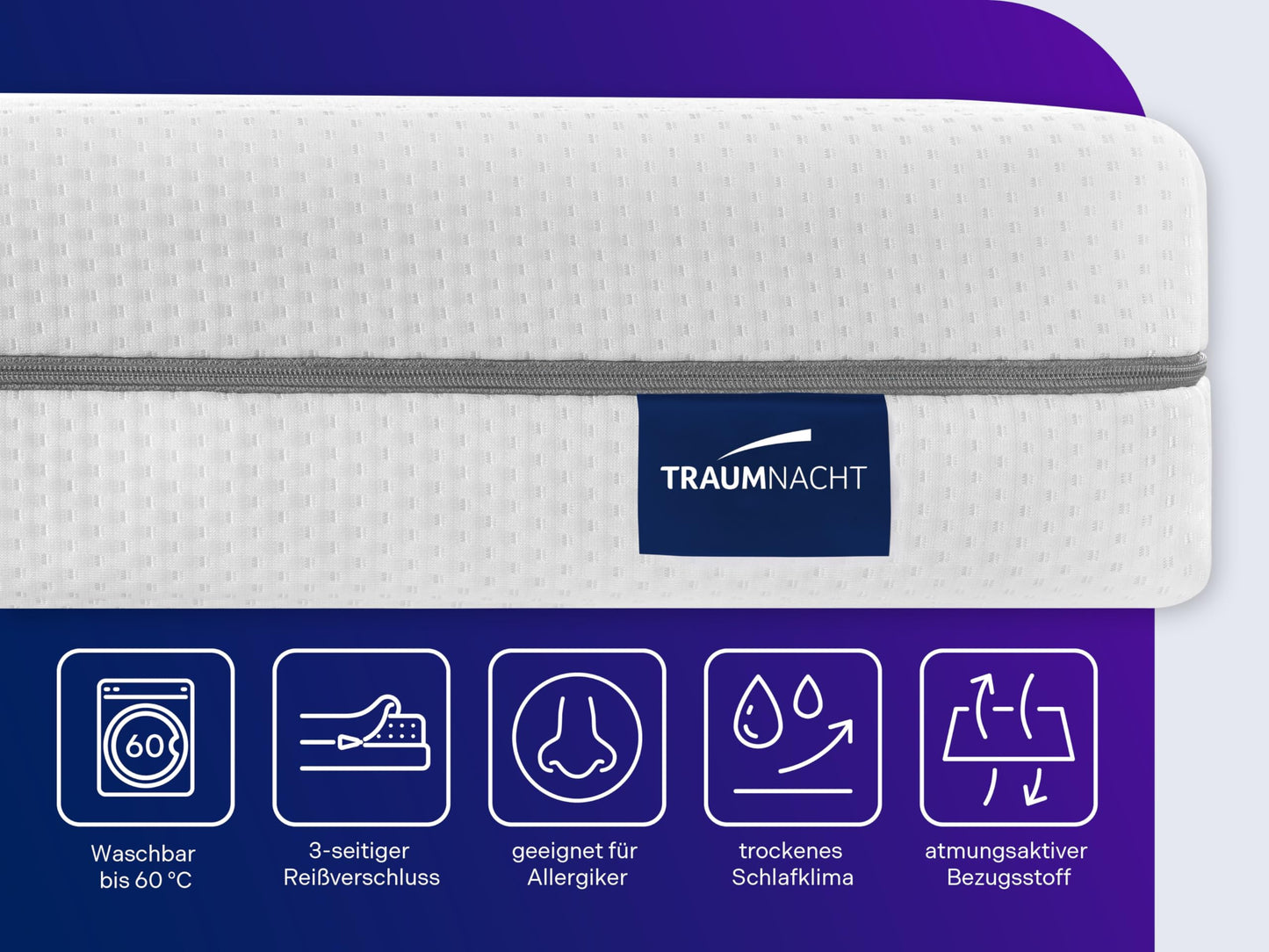 Traumnacht Orthopädische 7-Zonen Kaltschaummatratze, Härtegrad 3 (H3 - mittelfest), Öko-Tex zertifiziert, 140 x 200 cm, Höhe 16 cm, produziert nach deutschem Qualitätsstandard