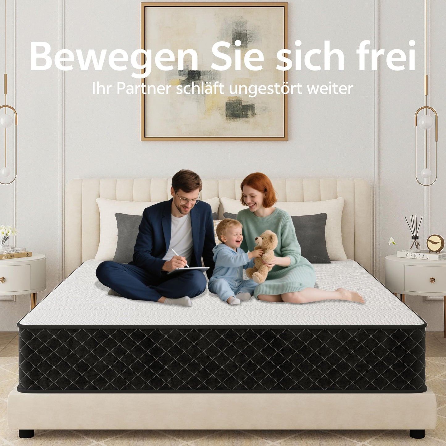 PurrJoys Matratze 140x200 cm, Höhe 25 cm Taschenfederkern H3 & H4, 7-Zonen, atmungsaktiv, Oeko-TEX® Zertifiziert, für Seitenschläfer & Rückenschläfer, 100 Nächte Probeschlafen