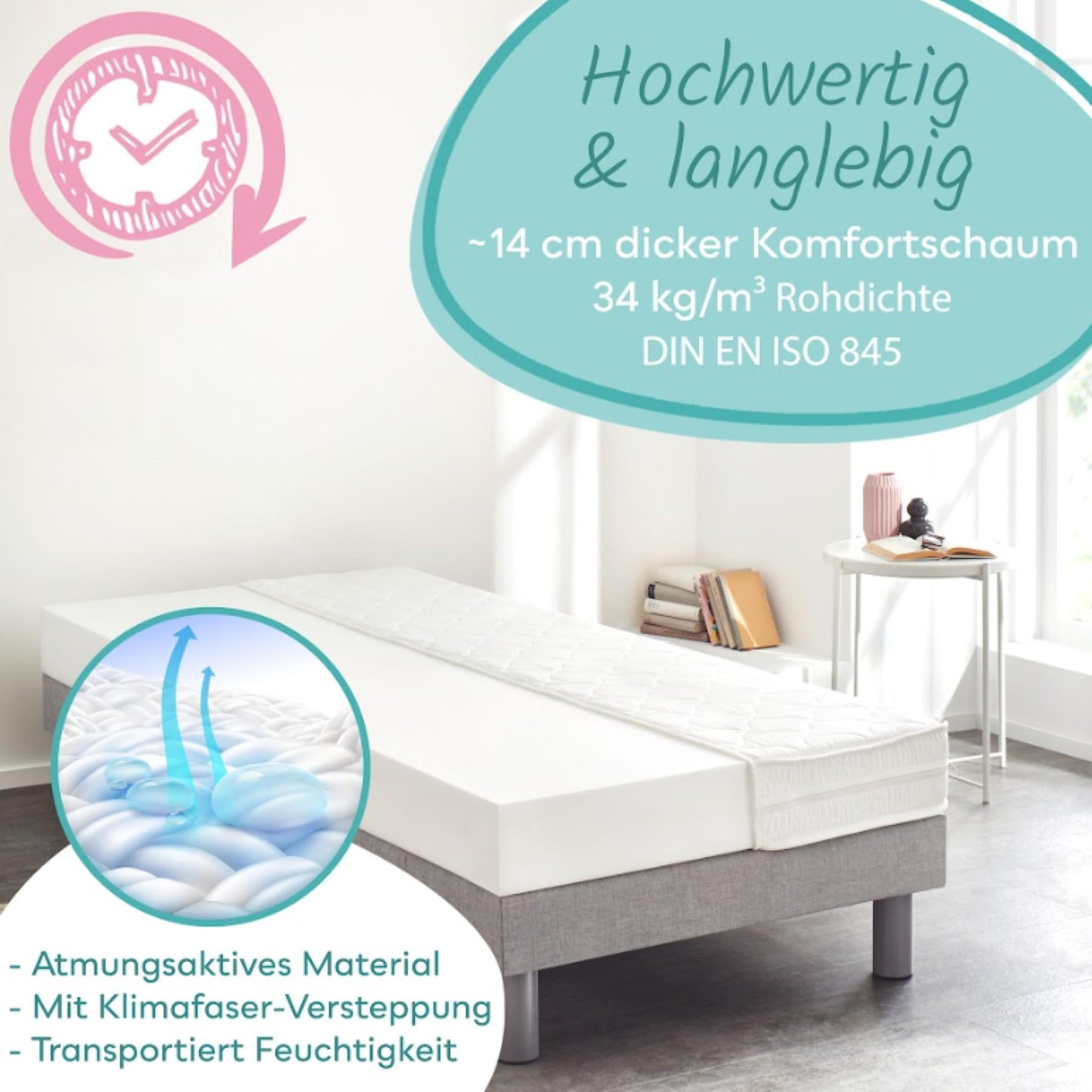 Sun Garden Kindermatratze 120x200 cm H3, Oeko Tex 100 Zertifiziert, Matratze für Kinderbett, Bezug waschbar, Optimale Matratze für Kinder, Bezug mit Klimafaser-Versteppung, Modell P1440 ComfortPur