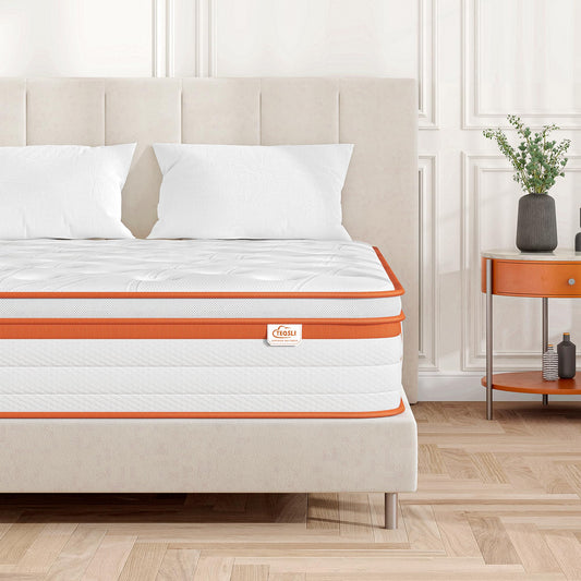 TeQsli Gel Federkernmatratze 140x200 cm 25cm Höhe, Gel Memory Schaum & Individuelle Taschenfedern, ergonomische 7-Zonen Matratze zur Linderung von Druck- & Rückenschmerzen, H3 H4, Öko-Tex & CertiPUR