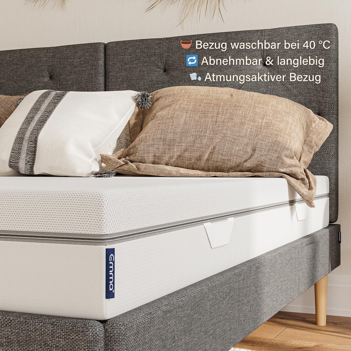 Emma One+ Matratze 140x200 H2 Mittelfest – Kühlende & atmungsaktive 3-Zonen-Schaummatratze – Ergonomisch, Klimaregulierend & Waschbarer Bezug – Für alle Schlafpositionen geeignet
